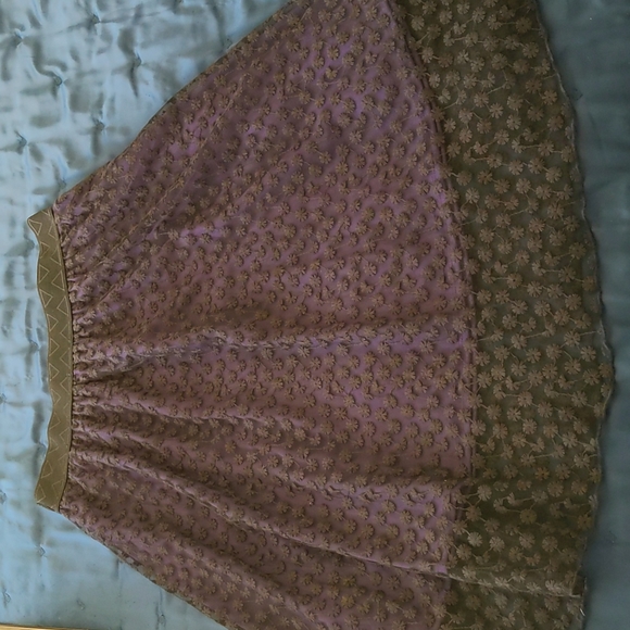 Black lace overlay LuLaRoe Lola with purple under skirt medium